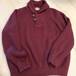 Duluth Trading Co. Men's 2XL Tall Brigadier Collar Sweater Maroon Wool/Cotton